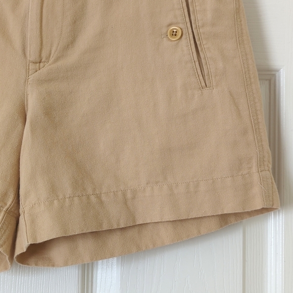 Lauren Ralph Lauren Classic Lightweight Soft Linen Blend Mid Rise Shorts Tan 2 - Picture 8 of 10